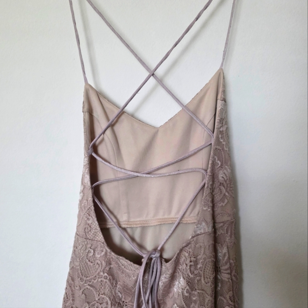 Show Me‎ Your Mumu Lace Dress in Dusty Pink Criss Cross Corset Lace Up Sz. Med - Picture 5 of 10